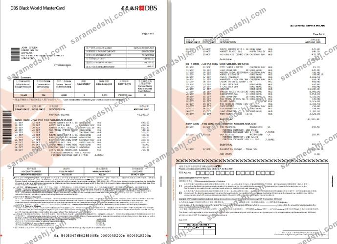Hong Kong DBS Black World MasterCard eStatement Word 1-2